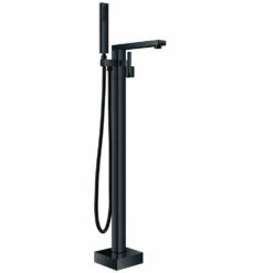 Cube Freestanding Bath Mixer With Hand Shower Black
