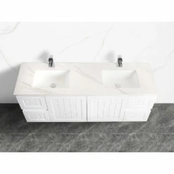 Mountain Snow Sintered Stone Vanity Top – 90cm -Furniture Bathroom Shop 150cm mountain snow top front view 3