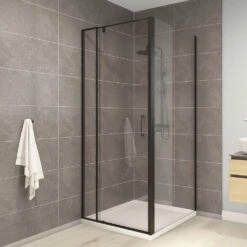 Brighton Shower Door & Return Matte Black