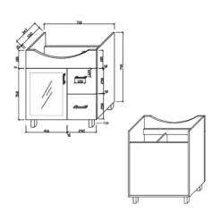 Charli Semi Recessed Glass Doors 75cm -Furniture Bathroom Shop Charli 75cm 01