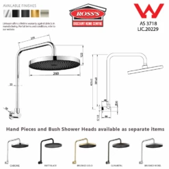 Gabe Gooseneck Shower Gun Metal -Furniture Bathroom Shop Gabe Gooseneck Shower Specs 3