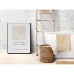 Ceramic Tiles – 200mm X 200mm -Furniture Bathroom Shop Modo Beige Ceramic Floor Tile