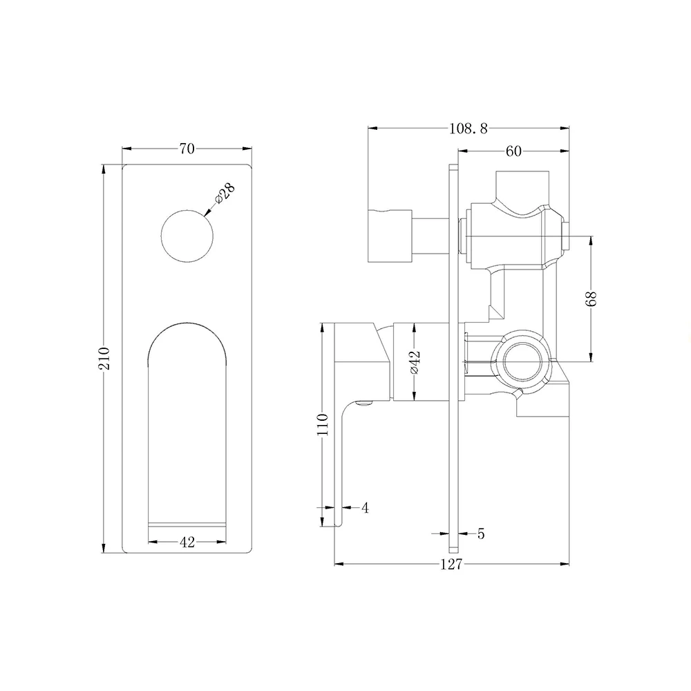 Bianca Wall Mixer With Diverter Gun Metal Grey 4 Bianca Wall Mixer With Diverter Gun Metal Grey - Image 2