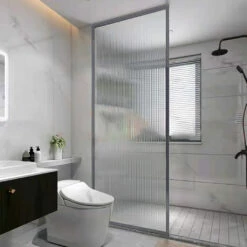 LED Sensor Fluted Glass Shower Panel -Furniture Bathroom Shop brushed stainless frame fluted glass panel bathroom