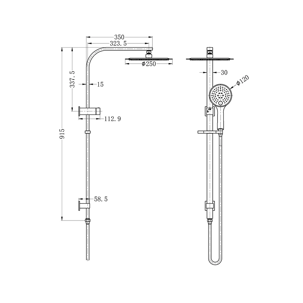 Celia/Bianca Twin Shower Round Brushed Nickel 4 Celia/Bianca Twin Shower Round Brushed Nickel - Image 2