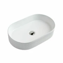 Oval Fluted Vessel White